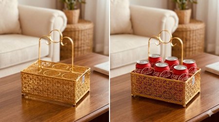 حمالة فرش لون ذهبي 6 عيون