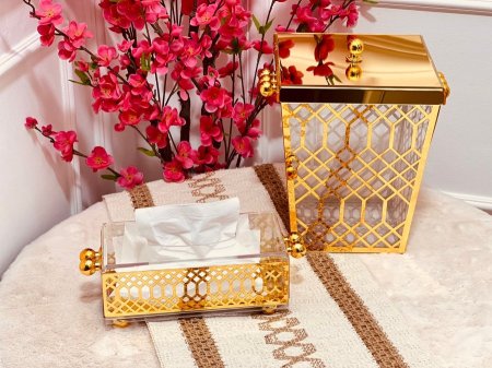 طقم سلة وعلبة محارم اكريلاك