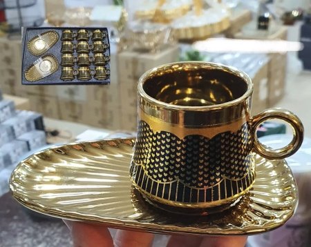 طقم فناجين قهوة /12+12 بورسلان منقش