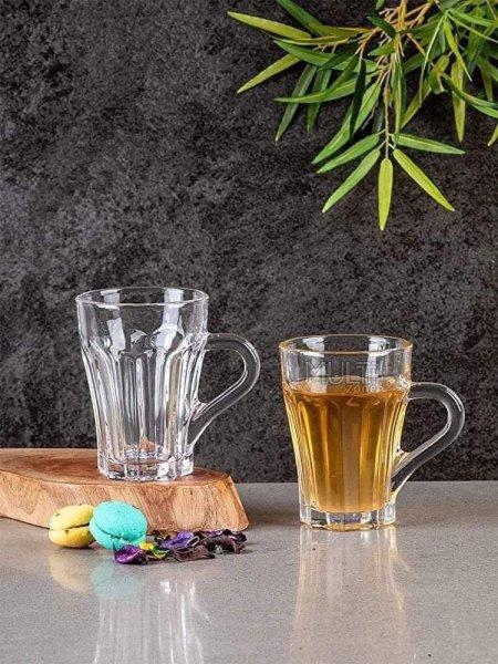 كاسات شاي مضلعة / 6 قطع