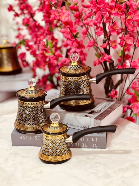 غلايات قهوة 3 قطع يد خشب