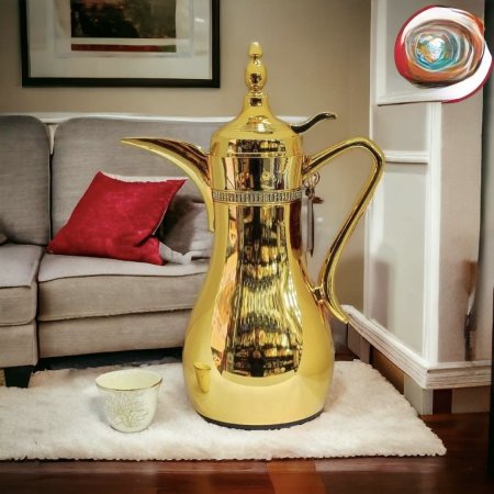 براد قهوة دلة ذهبي كرستال فخم